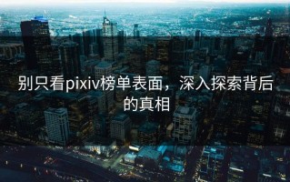 别只看pixiv榜单表面，深入探索背后的真相