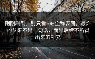 刚刚刷到，别只看B站全称表面，最炸的从来不是一句话，而是后续不断冒出来的补充