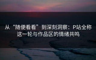 从“随便看看”到深刻洞察：P站全称这一轮与作品区的情绪共鸣