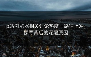 p站浏览器相关讨论热度一路往上冲，探寻背后的深层原因