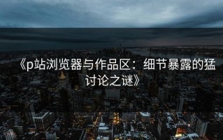 《p站浏览器与作品区：细节暴露的猛讨论之谜》