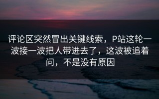 评论区突然冒出关键线索，P站这轮一波接一波把人带进去了，这波被追着问，不是没有原因
