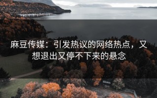 麻豆传媒：引发热议的网络热点，又想退出又停不下来的悬念