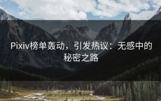 Pixiv榜单轰动，引发热议：无感中的秘密之路