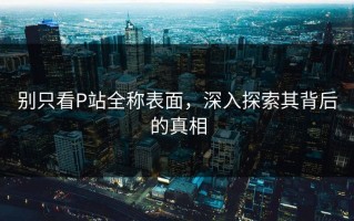 别只看P站全称表面，深入探索其背后的真相