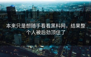 本来只是想随手看看黑料网，结果整个人被后劲顶住了