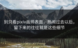 别只看pixiv画师表面，热闹过去以后，留下来的往往就是这些细节