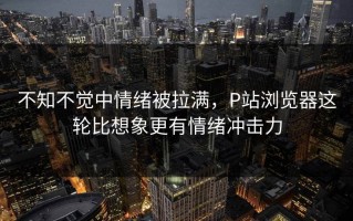 不知不觉中情绪被拉满，P站浏览器这轮比想象更有情绪冲击力