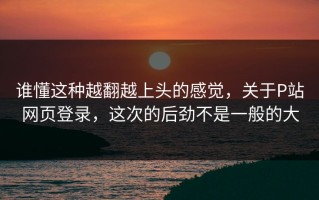 谁懂这种越翻越上头的感觉，关于P站网页登录，这次的后劲不是一般的大