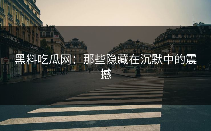 黑料吃瓜网：那些隐藏在沉默中的震撼-第1张图片-p站网页版视频站 | p站镜像资源页