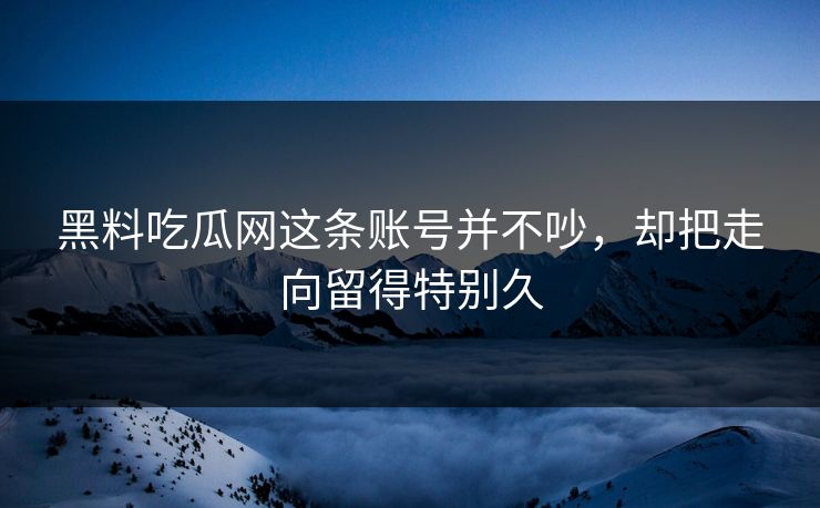 黑料吃瓜网这条账号并不吵，却把走向留得特别久-第1张图片-p站网页版视频站 | p站镜像资源页