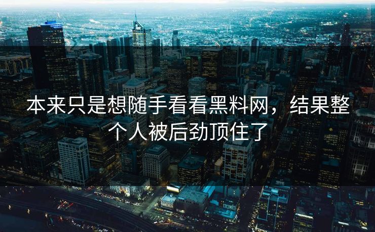 本来只是想随手看看黑料网，结果整个人被后劲顶住了-第1张图片-p站网页版视频站 | p站镜像资源页