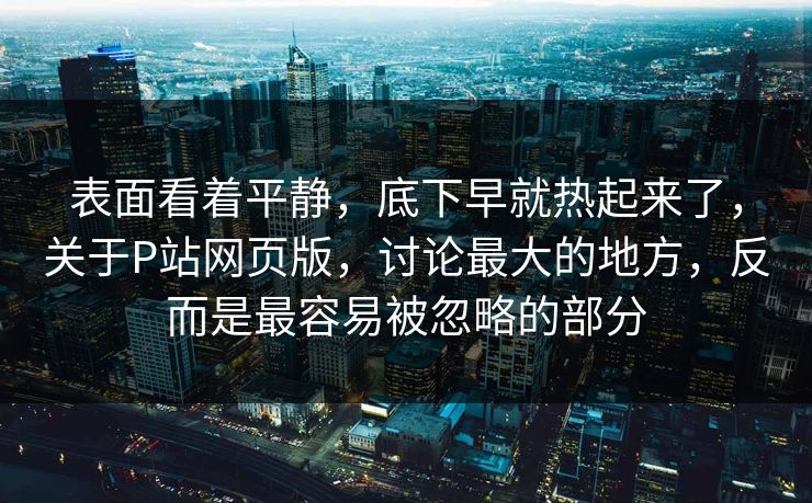 表面看着平静，底下早就热起来了，关于P站网页版，讨论最大的地方，反而是最容易被忽略的部分-第1张图片-p站网页版视频站 | p站镜像资源页